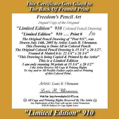 Limited Edition 910 Certificate