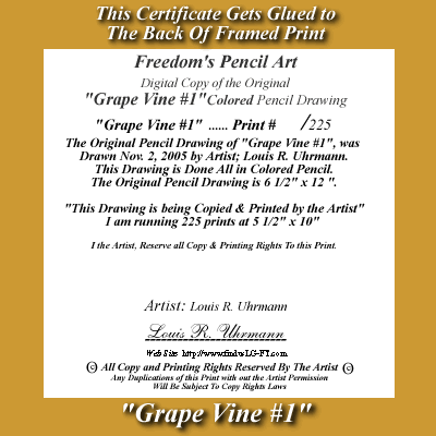 Grape Vine Certificate