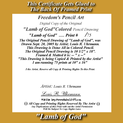 Lamb of God Certificate