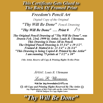 Thy Will Be Done  Certificate 